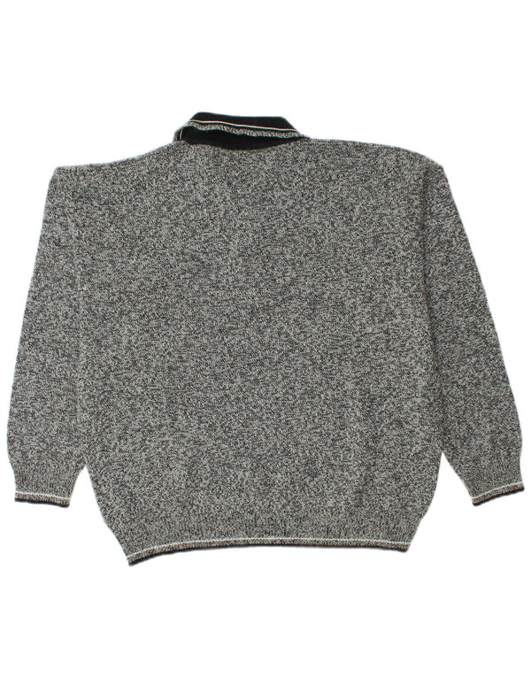 Vintage Mens Polo Neck Jumper Sweater IT 52 Large Grey Flecked Wool