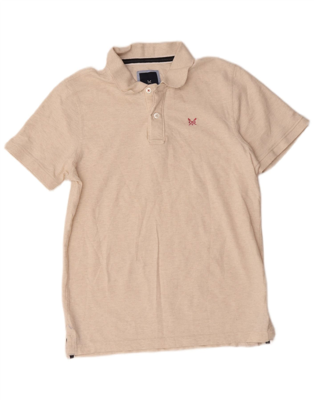 Crew Clothing Mens Polo Shirt Medium Beige Flecked Cotton