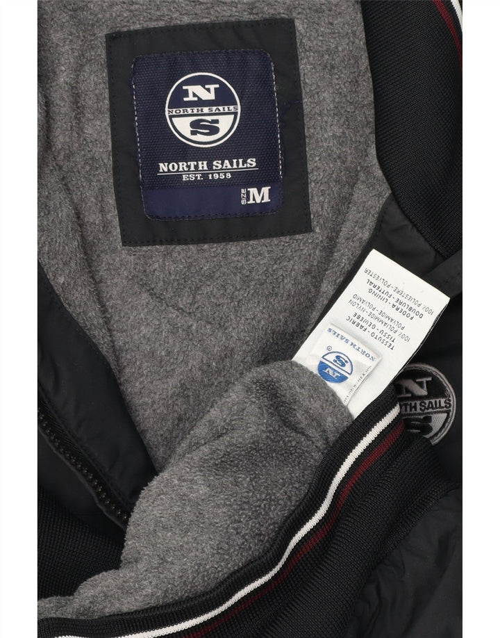 North Sails Mens Bomber Jacket UK 38 Medium Black Striped Polyamide