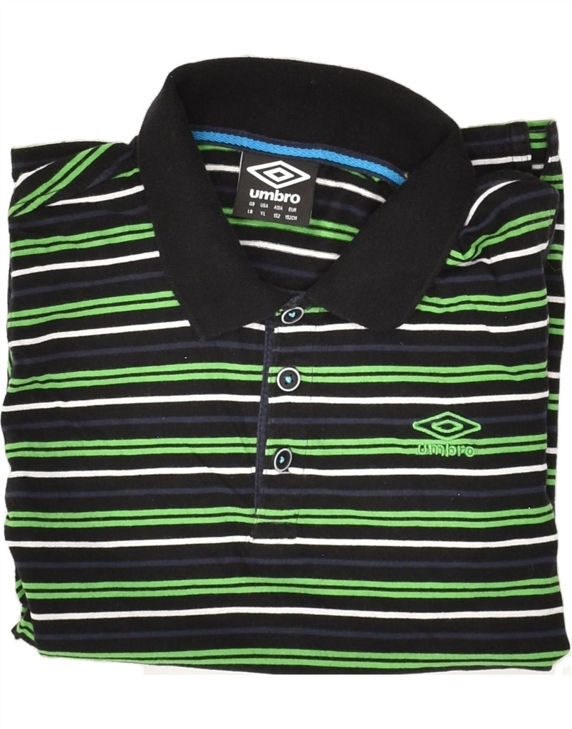 UMBRO Boys Polo Shirt 11-12 Years Large Multicoloured Striped Cotton | Vintage Umbro | Thrift | Second-Hand Umbro | Used Clothing | Messina Hembry 