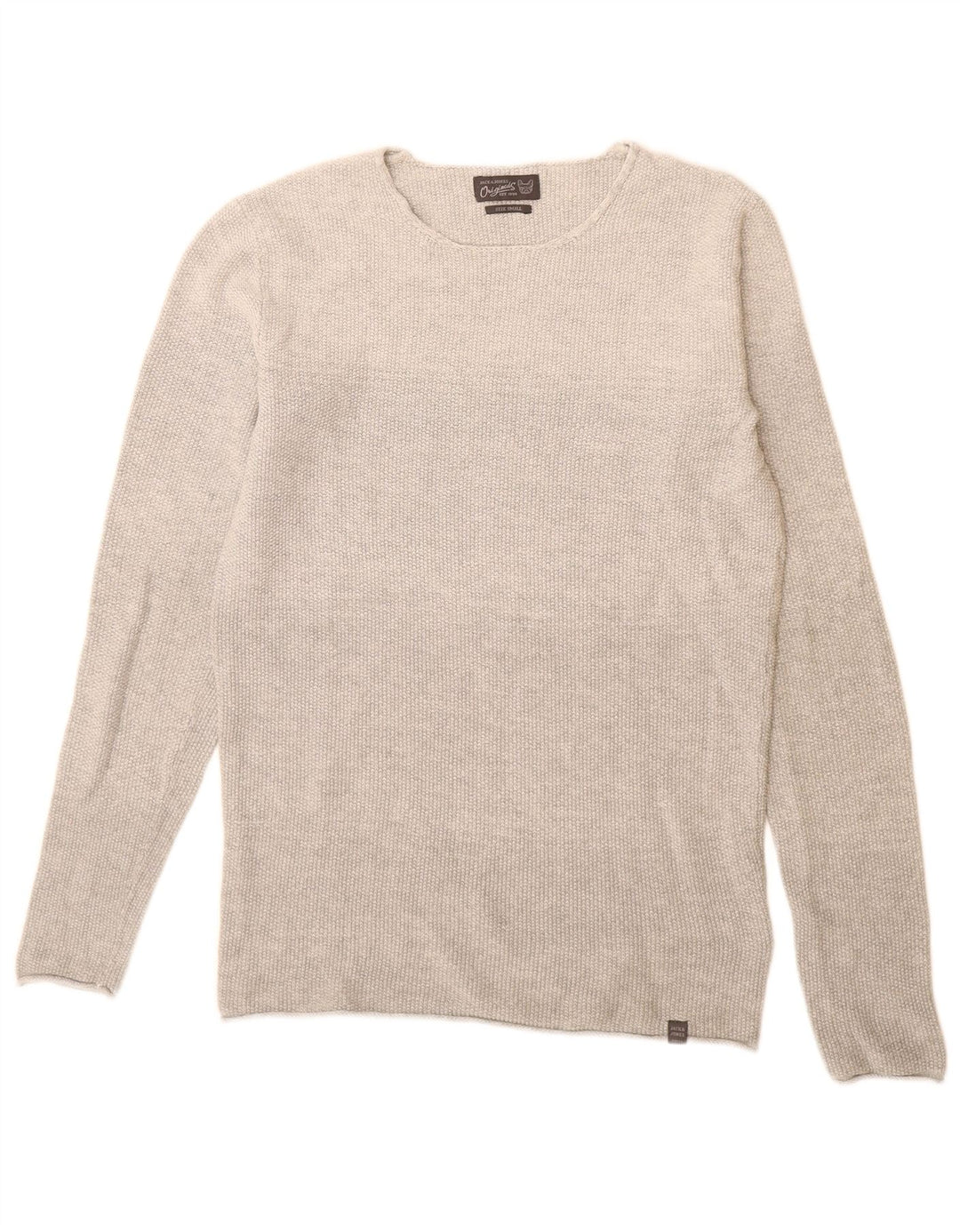 Jack & Jones Mens Boat Neck Jumper Sweater Small Grey Cotton