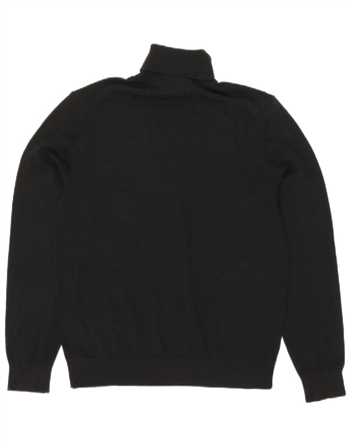 Marks & Spencer Mens Roll Neck Jumper Sweater Medium Black Merino Wool