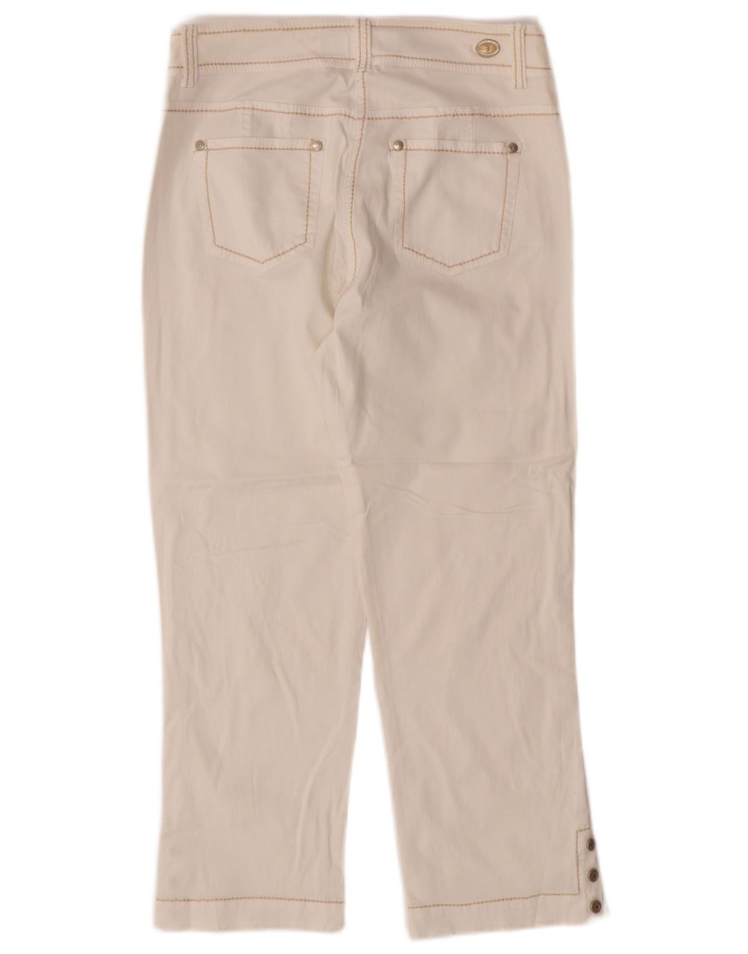 TRUSSARDI Womens Straight Capri Trousers W27 L22 White Cotton
