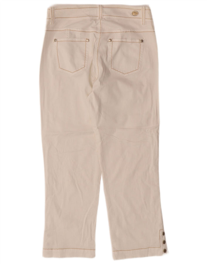 TRUSSARDI Womens Straight Capri Trousers W27 L22 White Cotton