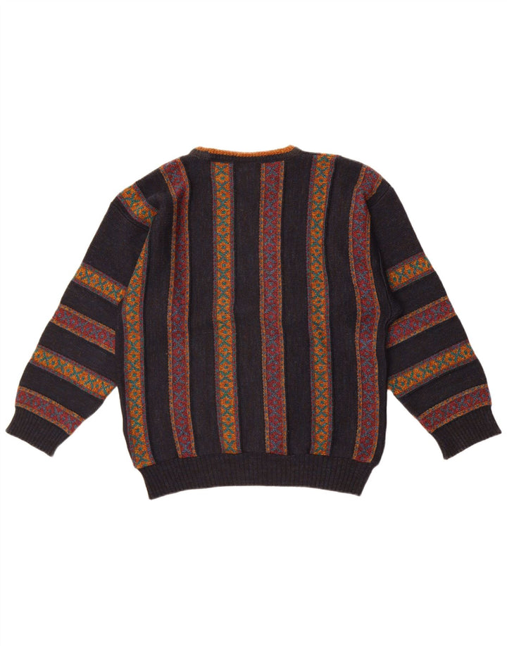 Canda Mens Crew Neck Jumper Sweater Small Navy Blue Striped Acrylic