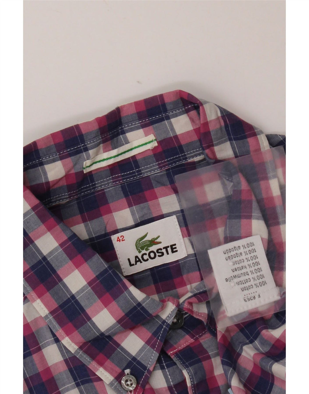 Lacoste Mens Shirt Size 42 Large Multicoloured Check Cotton