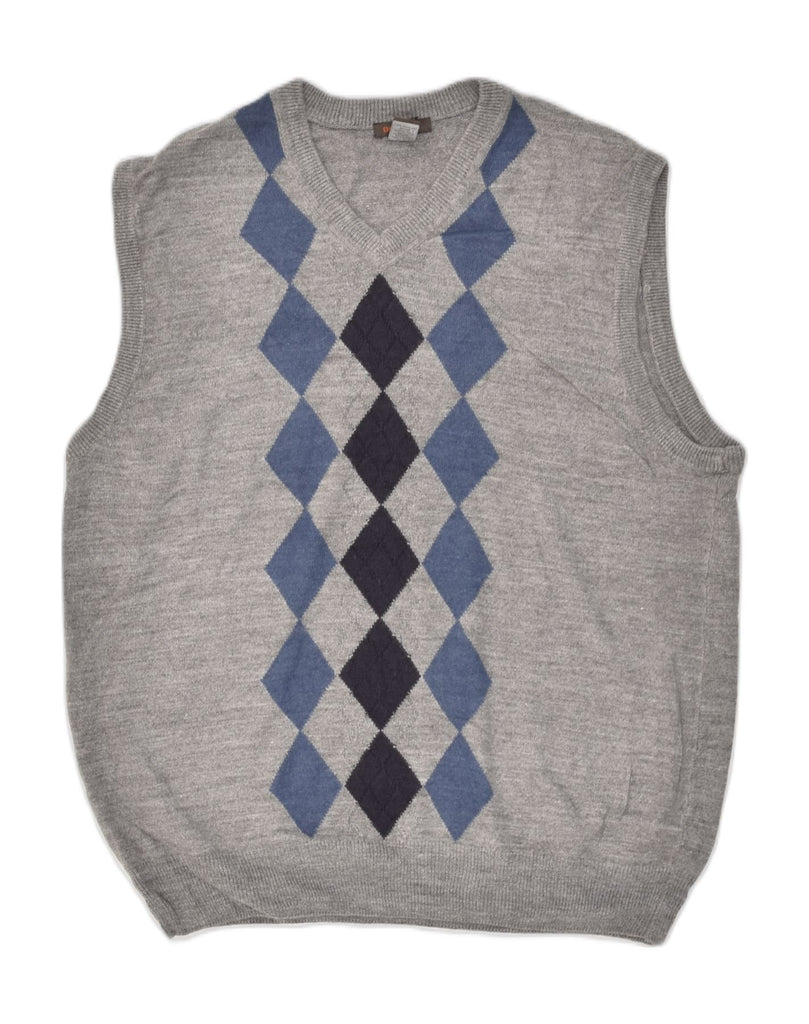 DOCKERS Mens Vest Tank Top XL Grey Argyle/Diamond Acrylic | Vintage Dockers | Thrift | Second-Hand Dockers | Used Clothing | Messina Hembry 