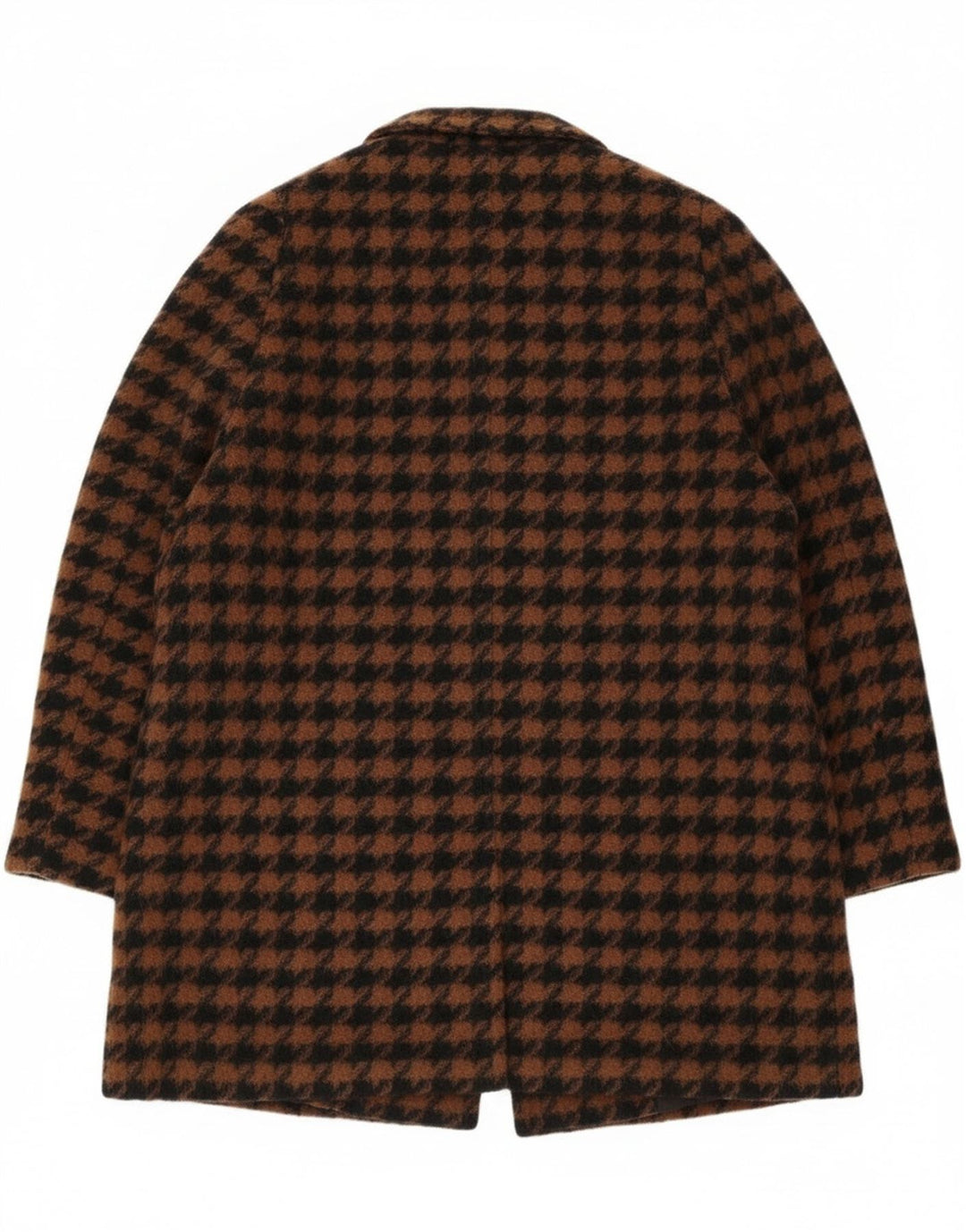 ELENA MIRO Womens Oversized Overcoat IT 43 Medium Brown Houndstooth Retro