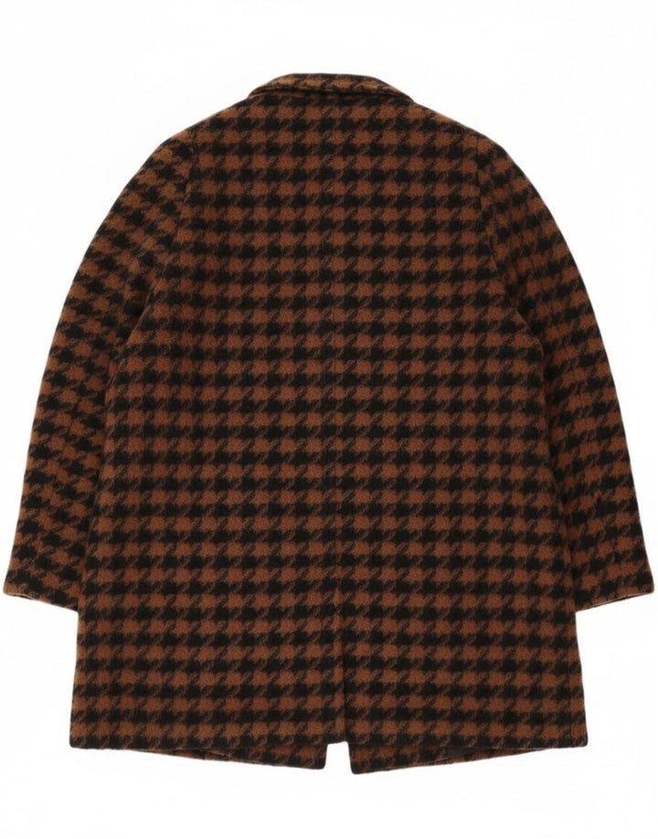 ELENA MIRO Womens Oversized Overcoat IT 43 Medium Brown Houndstooth Retro