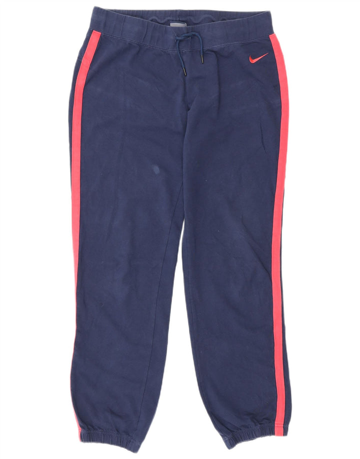 Nike Womens Tracksuit Trousers Joggers UK 14 Medium Navy Blue Colourblock