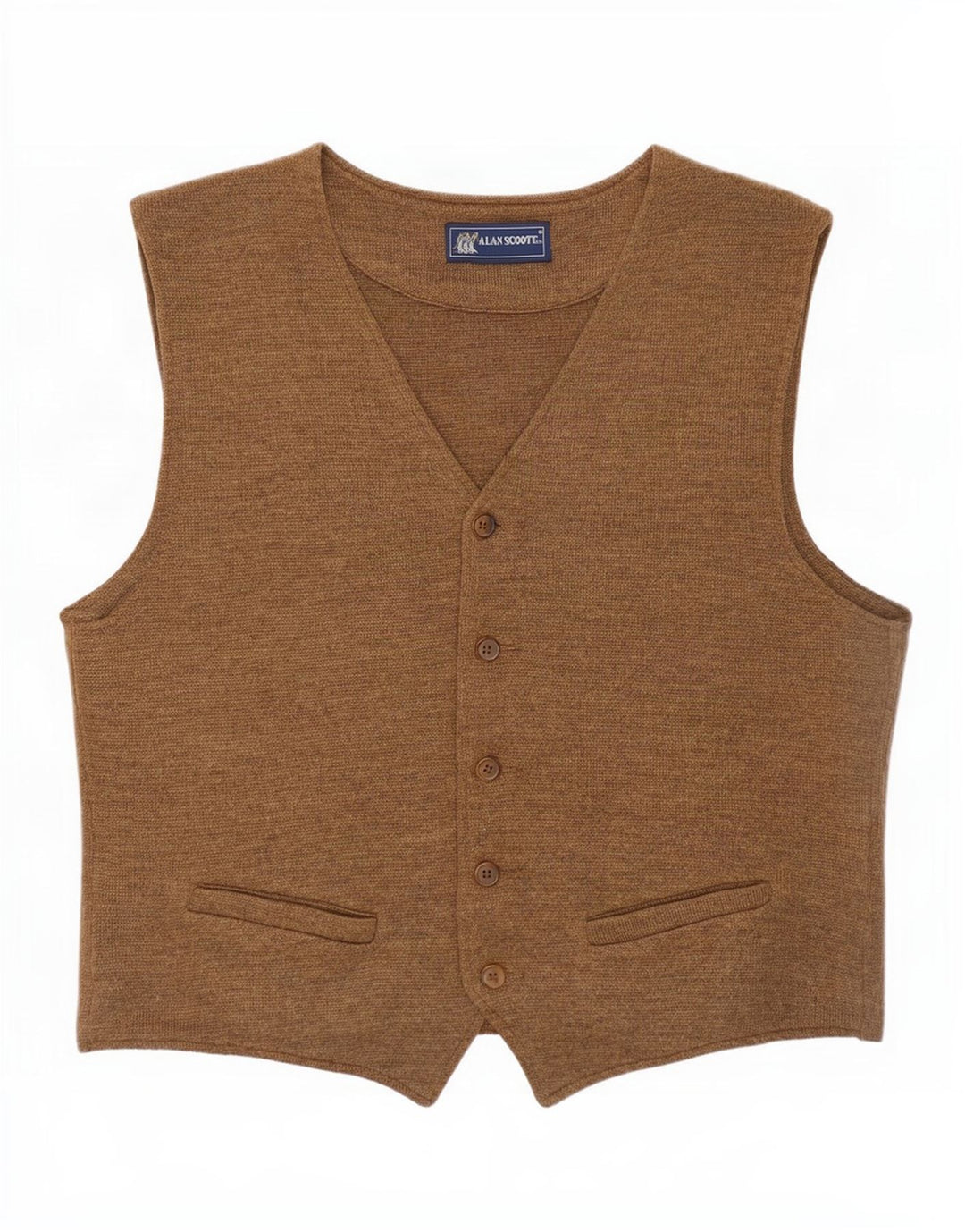 Alan Scoott Mens Knit Waistcoat IT 48 Small Brown Wool