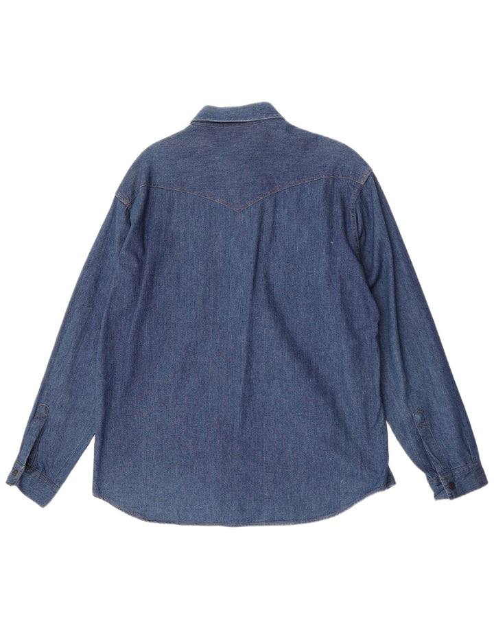 Wrangler Mens Denim Shirt Large Blue Cotton