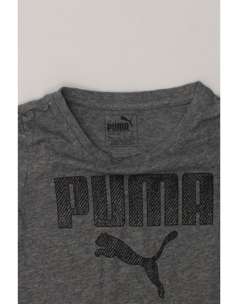 PUMA Girls Graphic T-Shirt Top 5-6 Years Grey Cotton | Vintage Puma | Thrift | Second-Hand Puma | Used Clothing | Messina Hembry 