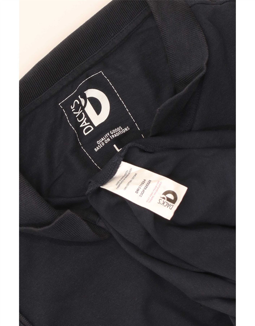 Dack's Mens Polo Shirt Large Navy Blue Cotton