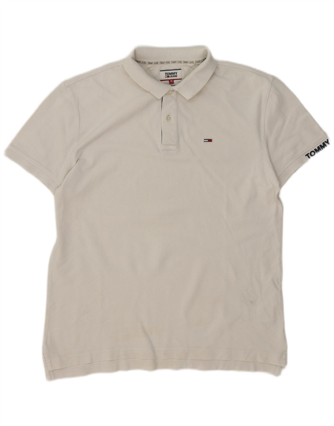 Tommy Hilfiger Mens Polo Shirt Medium White Cotton
