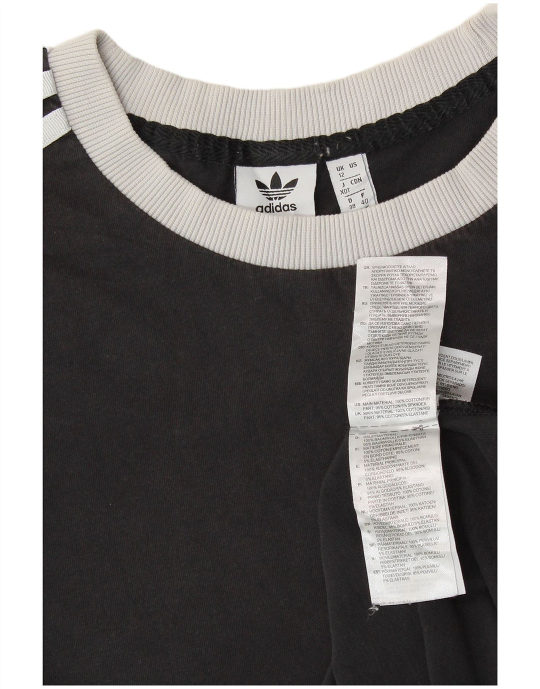 ADIDAS Womens Graphic T-Shirt Top UK 12 Medium Black Cotton