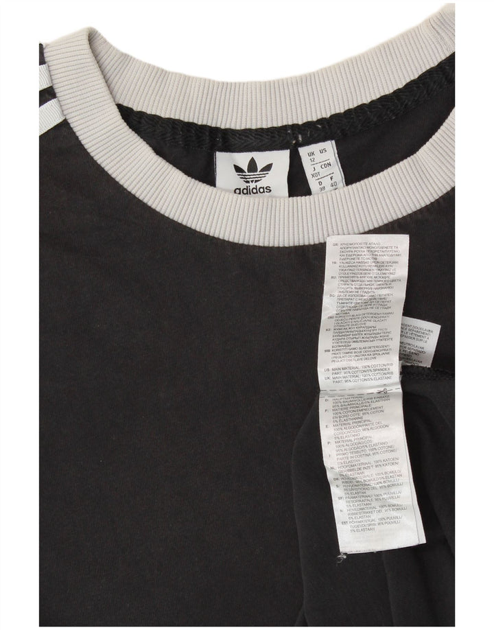 ADIDAS Womens Graphic T-Shirt Top UK 12 Medium Black Cotton