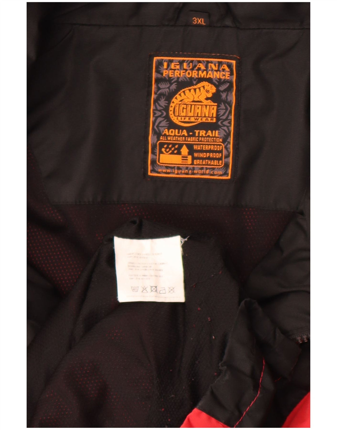 Iguana Mens Rain Jacket UK 46 3XL Red Colourblock Polyester