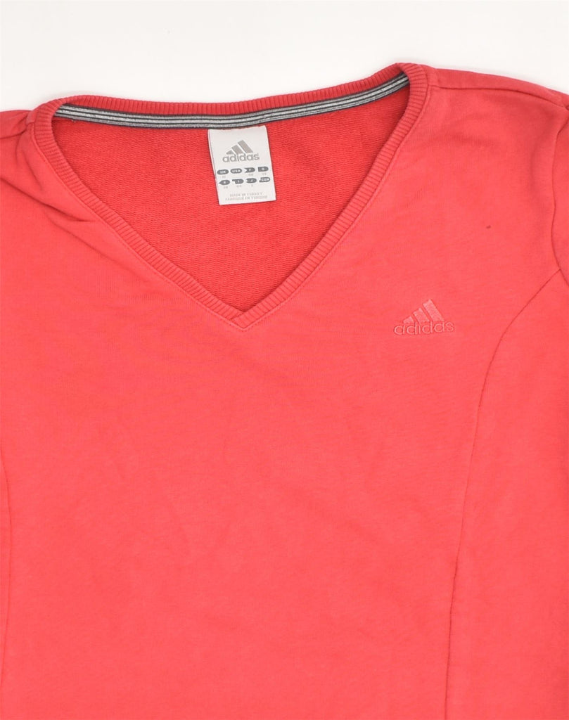 ADIDAS Womens Top Long Sleeve UK 12 Medium Red Cotton | Vintage Adidas | Thrift | Second-Hand Adidas | Used Clothing | Messina Hembry 