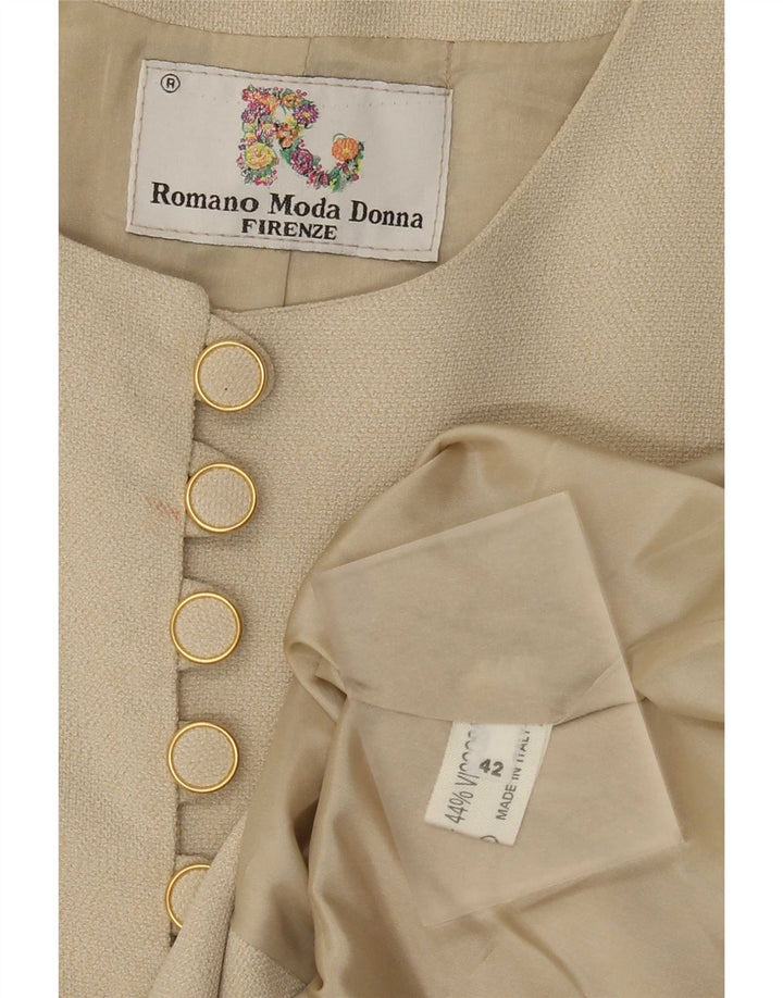 Vintage Womens Graphic Blazer Jacket IT 42 Medium Beige Animal Print