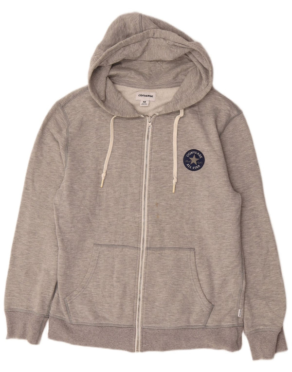 Converse Mens Zip Hoodie Sweater Medium Grey Cotton