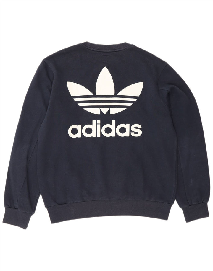 Adidas Mens Graphic Sweatshirt Jumper Small Navy Blue Cotton