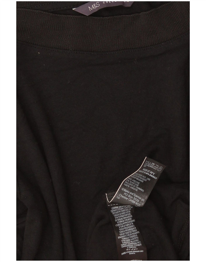 Marks & Spencer Womens Top 3/4 Sleeve UK 18 XL Black Viscose