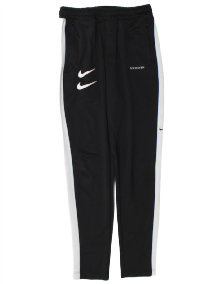 Nike Mens Swoosh Graphic Tracksuit Trousers Small Black Colourblock
