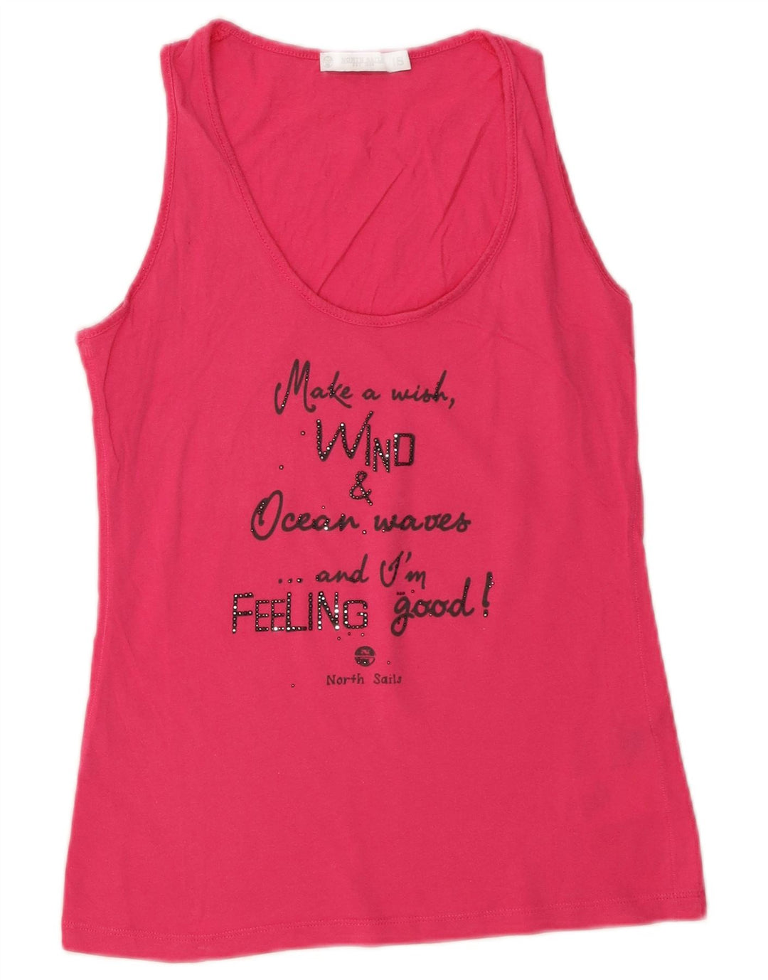 North Sails Womens Graphic Vest Top UK 10 Small Pink Cotton