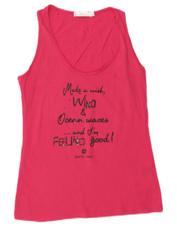 North Sails Womens Graphic Vest Top UK 10 Small Pink Cotton