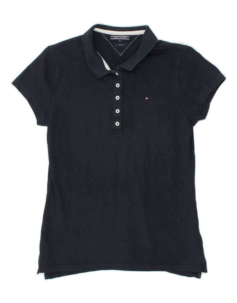 TOMMY HILFIGER Womens Slim Fit Polo Shirt UK 12 Medium Navy Blue Vintage Tommy Hilfiger and Second-Hand Tommy Hilfiger from Messina Hembry 