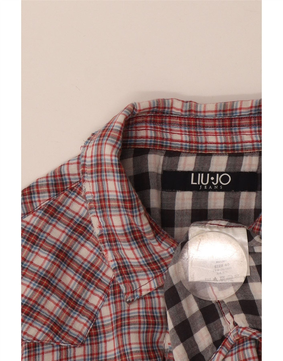 Liu Jo Mens Flannel Shirt Size 40 Medium Red Check Cotton