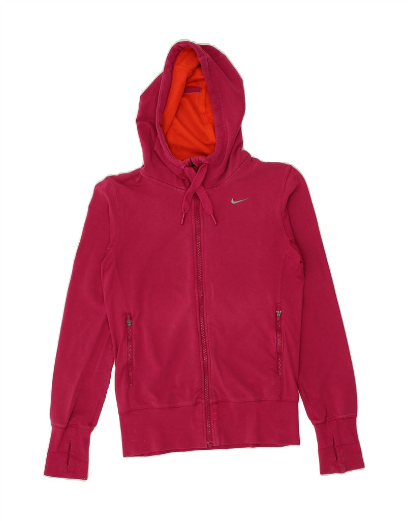 NIKE Womens Dri Fit Zip Hoodie Sweater UK 8 Small Pink | Vintage Nike | Thrift | Second-Hand Nike | Used Clothing | Messina Hembry 