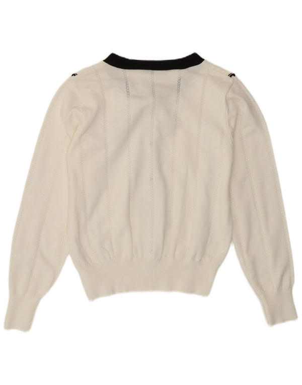 Elsa M By May Womens Boat Neck Jumper Sweater UK 12 Medium White Viscose