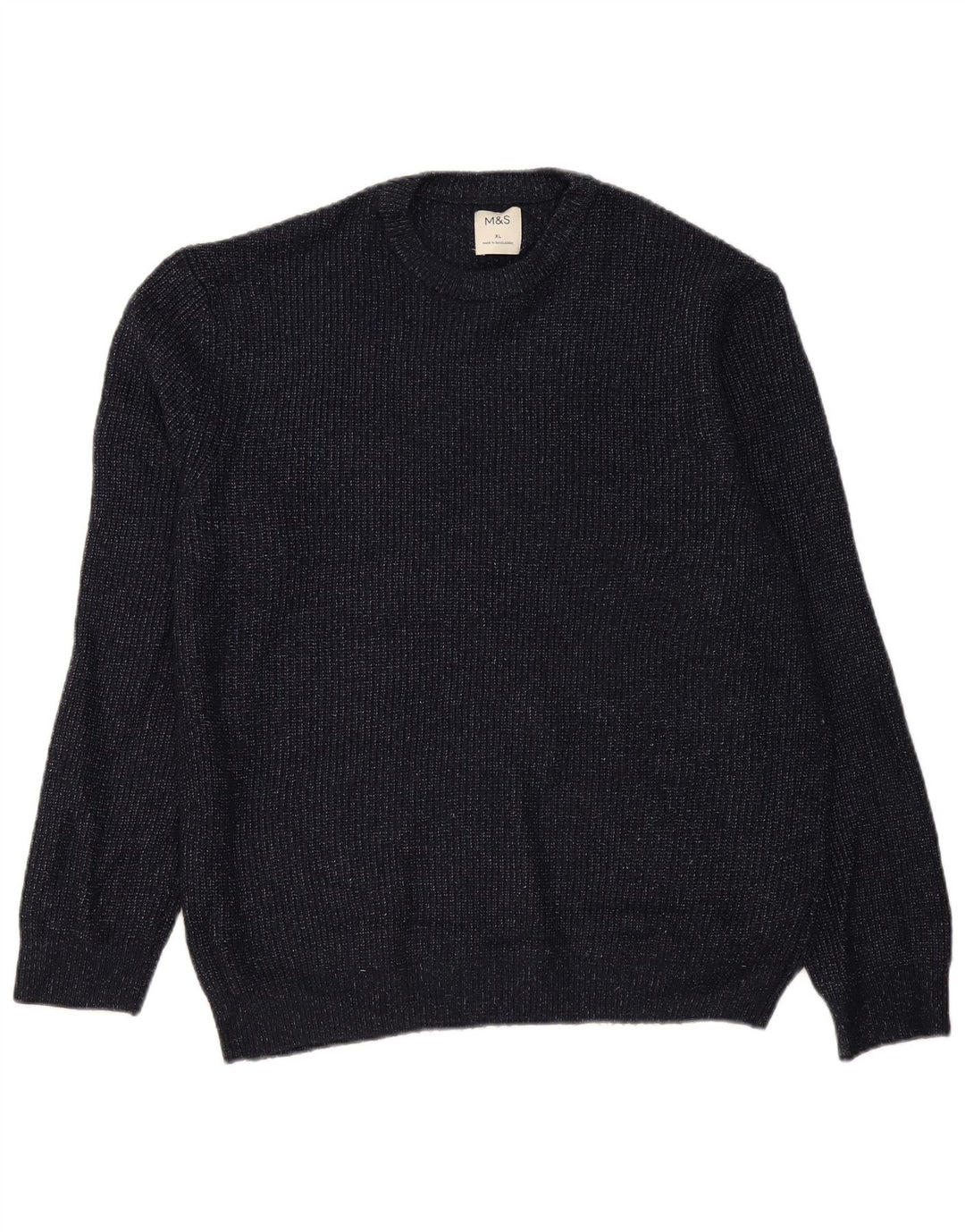 Marks & Spencer Mens Crew Neck Jumper Sweater XL Navy Blue Flecked