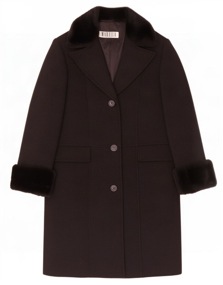 Marella Womens Overcoat UK 12 Medium Black Wool