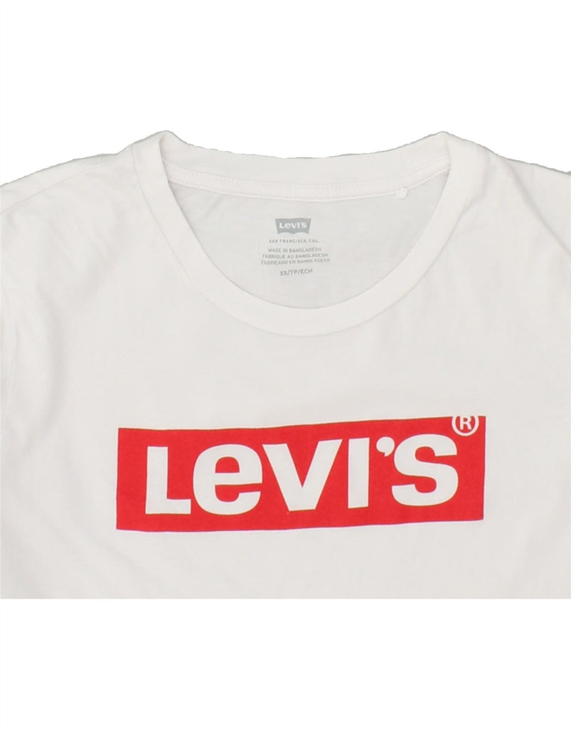 LEVI'S Womens Loose Fit Graphic T-Shirt Top UK 6 XS White Cotton | Vintage Levi's | Thrift | Second-Hand Levi's | Used Clothing | Messina Hembry 