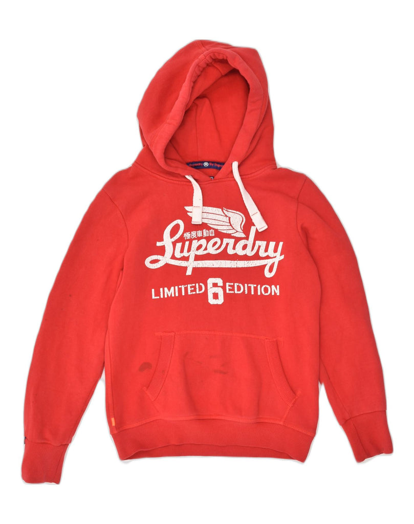 SUPERDRY Womens Graphic Hoodie Jumper UK 10 Small Red Cotton | Vintage Superdry | Thrift | Second-Hand Superdry | Used Clothing | Messina Hembry 