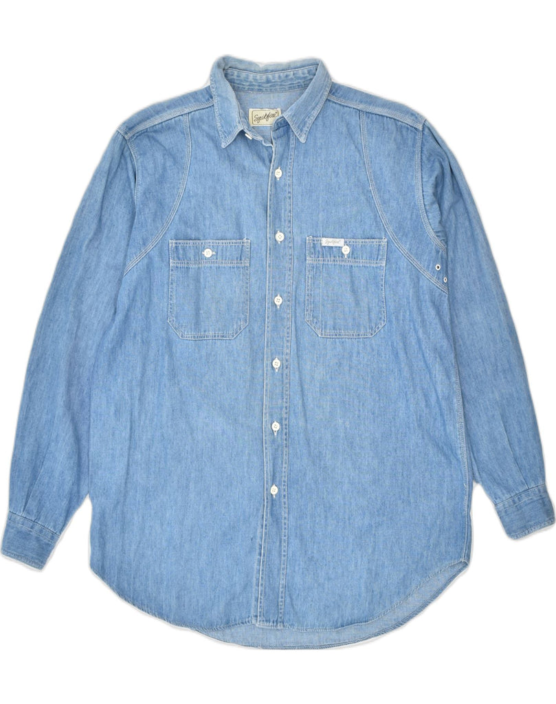 VINTAGE Mens Denim Shirt Small Blue Cotton | Vintage | Thrift | Second-Hand | Used Clothing | Messina Hembry 