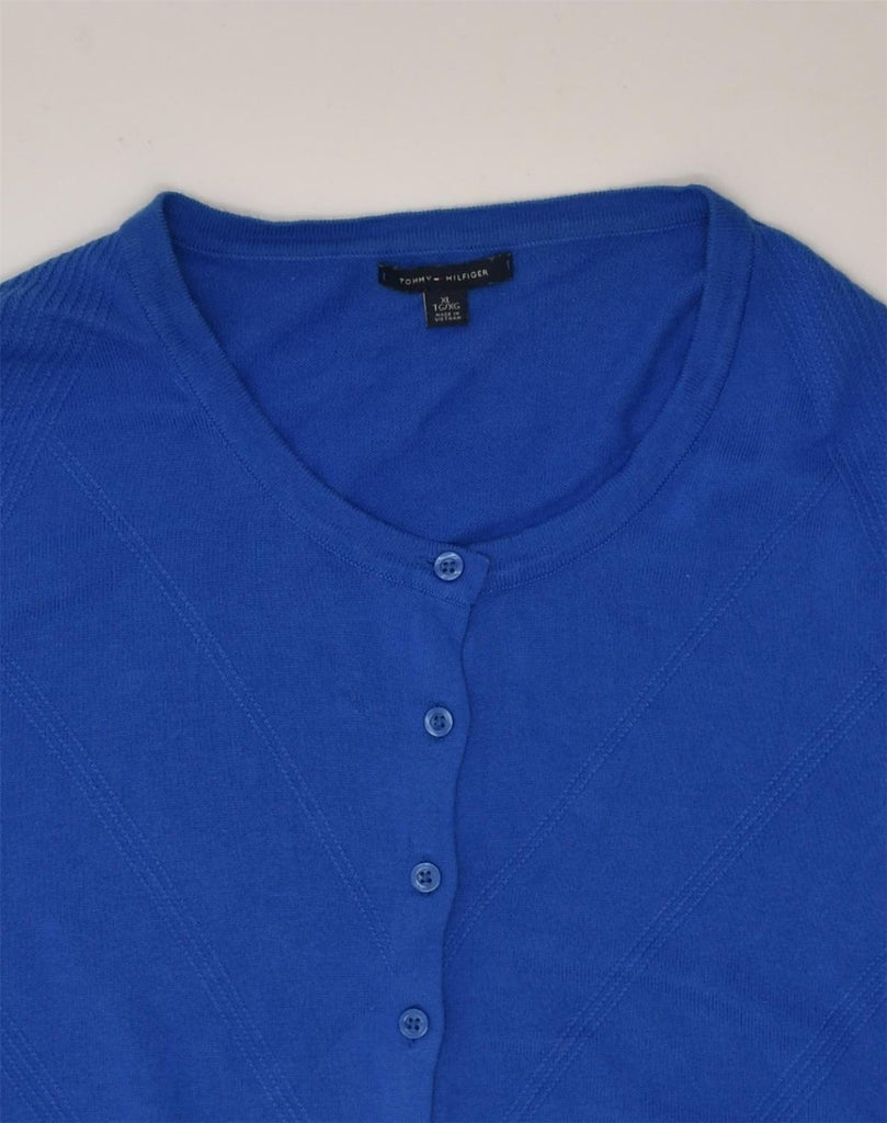 TOMMY HILFIGER Womens Cardigan Sweater UK 18 XL Blue Cotton | Vintage Tommy Hilfiger | Thrift | Second-Hand Tommy Hilfiger | Used Clothing | Messina Hembry 