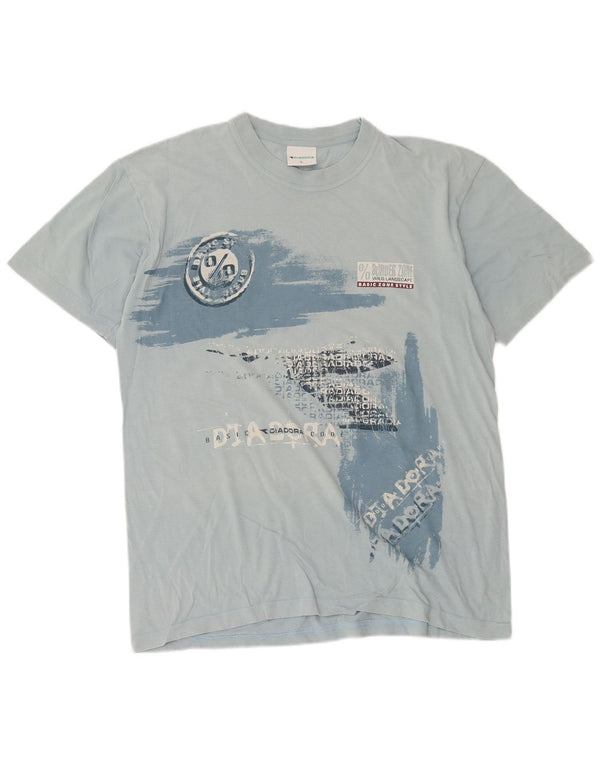 Diadora Mens Graphic T-Shirt Top Large Blue Cotton
