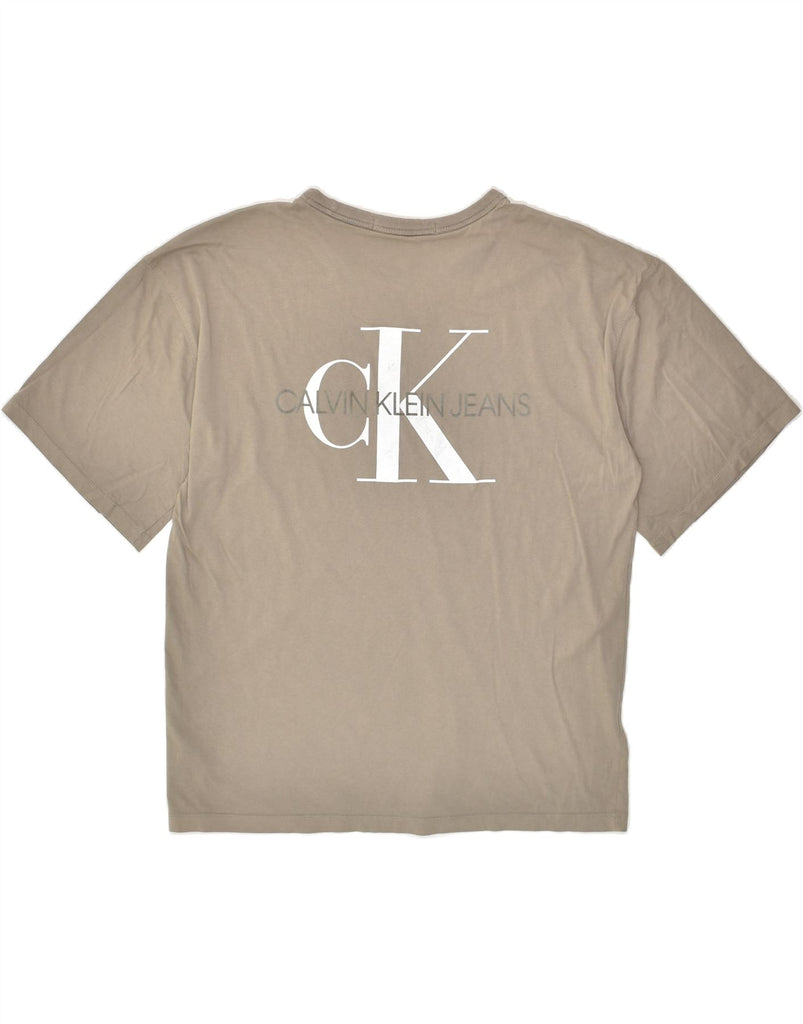 CALVIN KLEIN Mens Graphic T-Shirt Top Medium Grey Cotton | Vintage Calvin Klein | Thrift | Second-Hand Calvin Klein | Used Clothing | Messina Hembry 