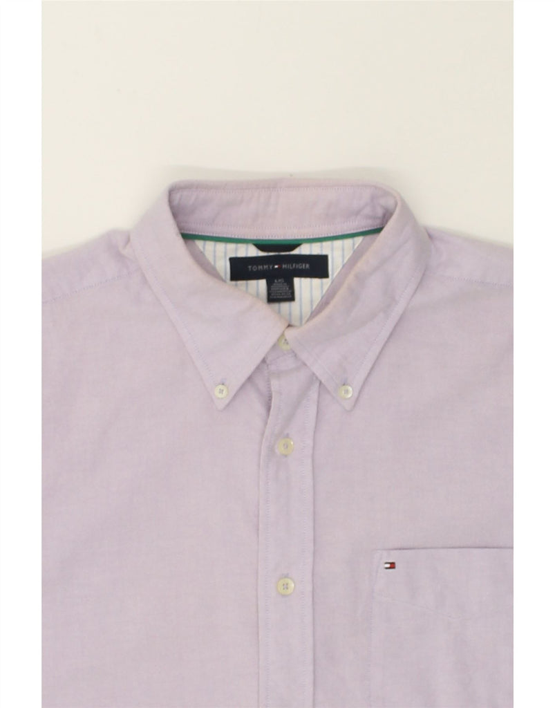 TOMMY HILFIGER Mens Shirt Large Purple Cotton | Vintage Tommy Hilfiger | Thrift | Second-Hand Tommy Hilfiger | Used Clothing | Messina Hembry 