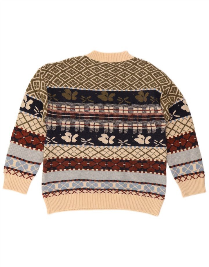 Vintage Womens Crew Neck Jumper Sweater UK 10 Small Multicoloured Geometric