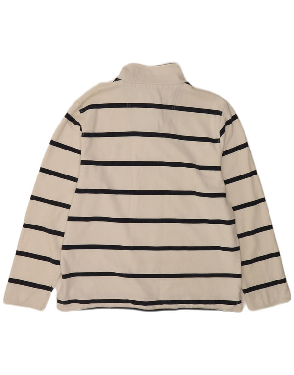 Crew Clothing Mens Zip Neck Sweatshirt Jumper 2XL White Striped Cotton
