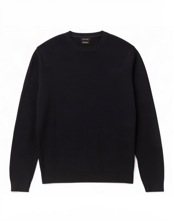 Massimo Dutti Mens Crew Neck Jumper Sweater Large Navy Blue Cotton