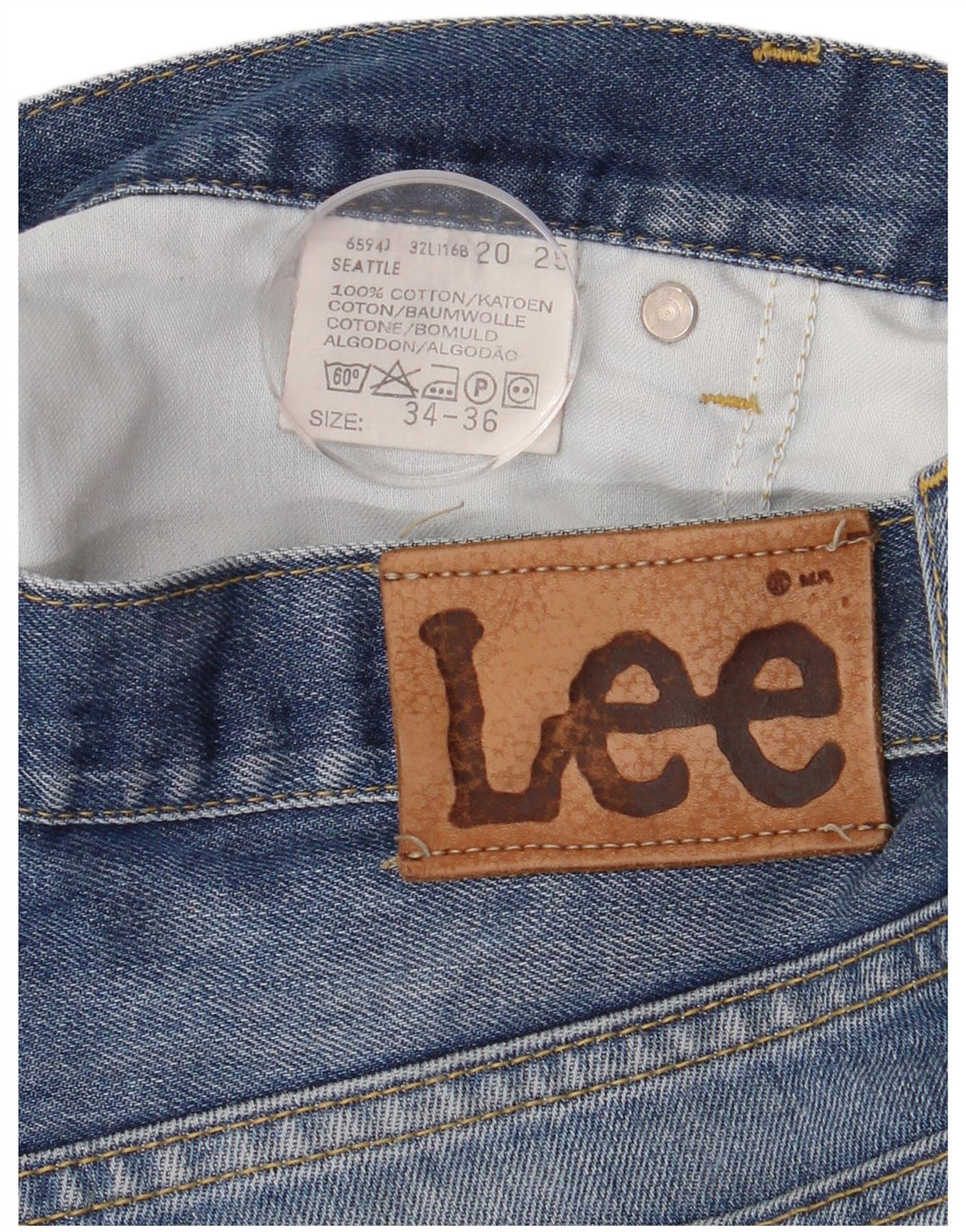 Lee Mens Seattle Straight Jeans W34 L36 Blue Cotton