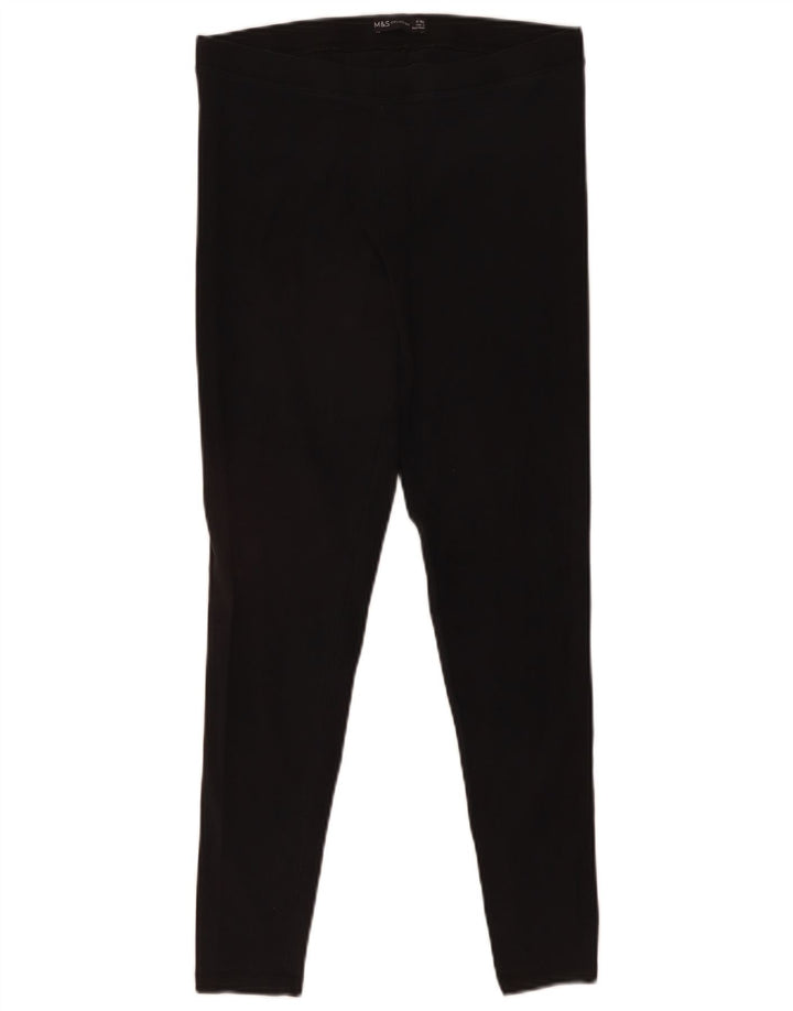 Marks & Spencer Womens Leggings UK 12 Medium Black Cotton