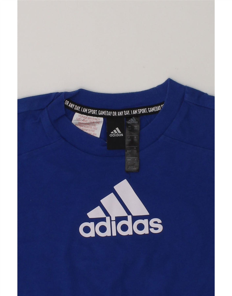 ADIDAS Boys Graphic T-Shirt Top 5-6 Years Navy Blue Cotton | Vintage Adidas | Thrift | Second-Hand Adidas | Used Clothing | Messina Hembry 