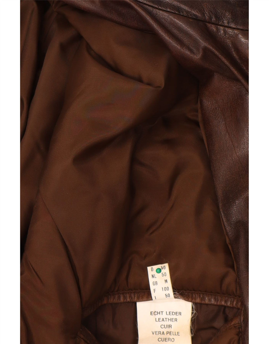 M. Flues Mens Loose Fit Leather Jacket UK 38 Medium Brown Leather